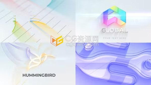 明亮优雅简单几何形状光泽饰面公司品牌Logo通用AE标志模板