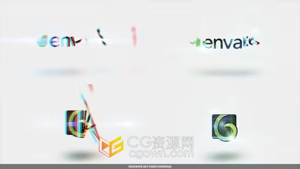 拼贴画故障LOGO动画视频演绎片头AE模板