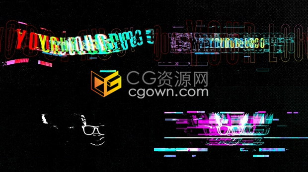 4K故障毛刺标志RGB移位徽标LOGO动画-AE模板下载
