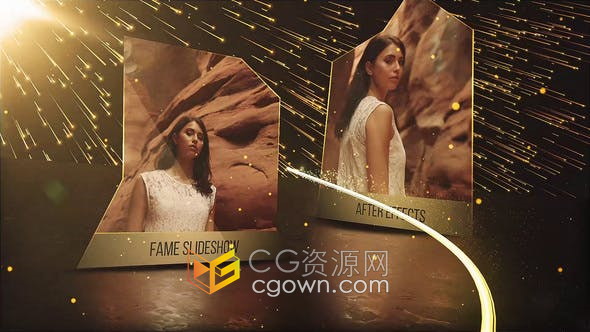 AE模板-金色形状和闪光粒子颁奖典礼大型晚会宣传片头视频动画制作