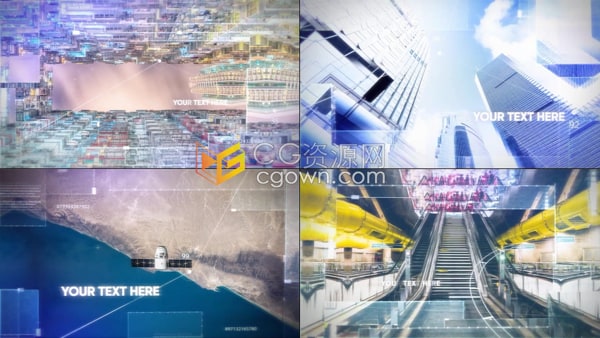 透明玻璃遮罩立体空间感高科技全息图数字技术Hi-tech Opener-AE模板