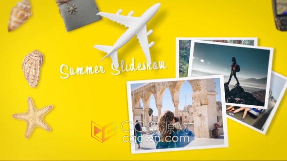 AE模板-夏季旅行幻灯片海边沙滩贝壳vlog介绍视频动画