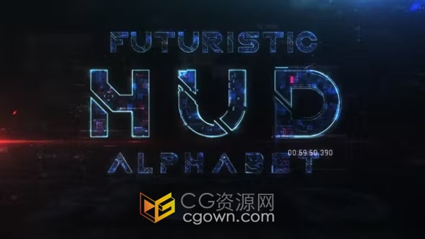 AE科技模板-科幻技术设计故障元素华丽未来派HUD动画字母表