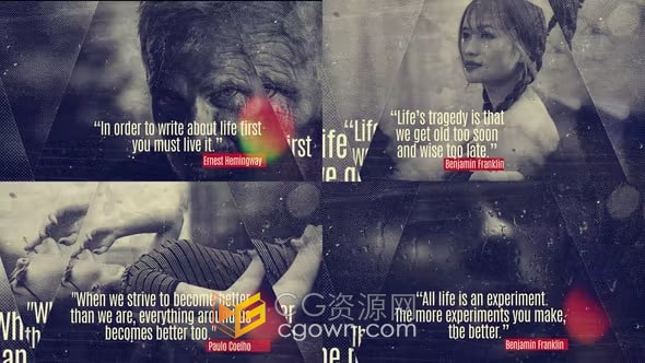 历史名言幻灯片复古风格相册纪录片视频-AE模板
