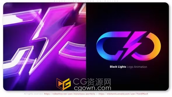 黑暗霓虹灯风格游戏玩家徽标动画-AE模板