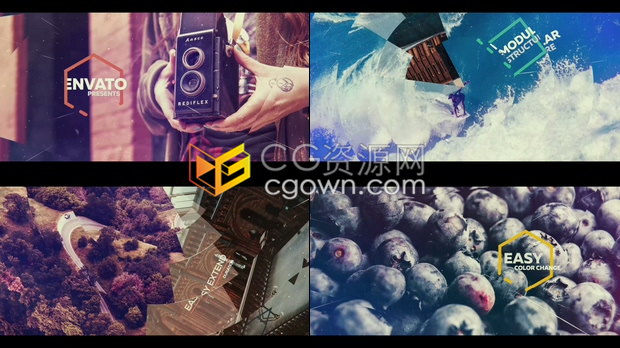 制作现代时尚幻灯片AE模板下载优雅灵感活动介绍旋转分割转场效果