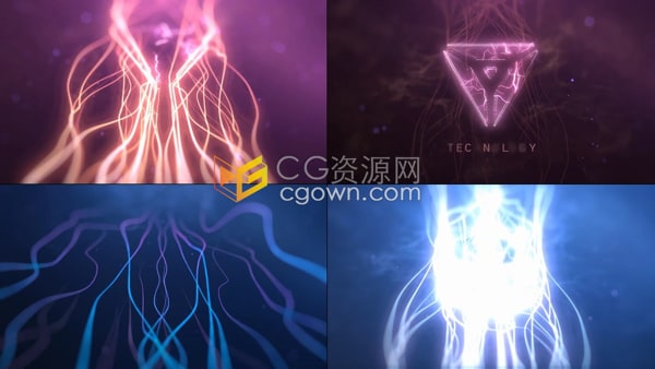 AE科技标志模板-3d明亮粒子光斑光效生长动画生物科技LOGO展示