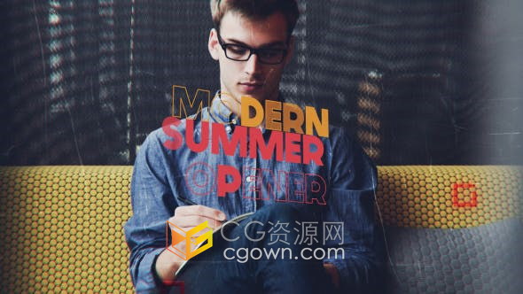 AE模板-现代夏季清爽风格开场介绍视频片头图文动画