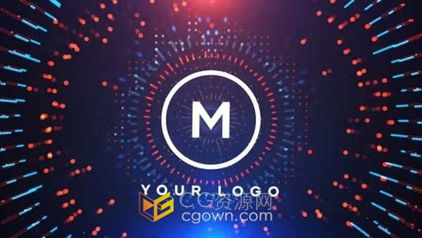 科技片头AE模板-酷炫径向光圈音乐均衡器动画圆形技术元素LOGO展示
