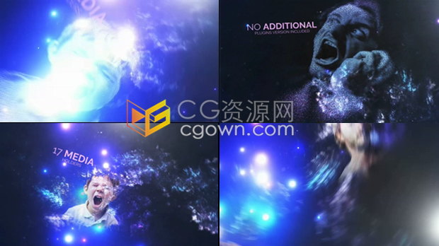 炫丽宇宙银河系空间感切换粒子生成科技图像标题预告片-AE模板下载