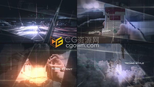HUD风格双视差效果数字幻灯片技术预告片AE科技宣传模板