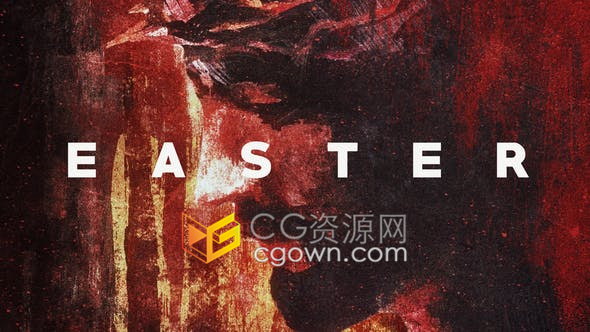 动态过渡精美手绘复活节场景制作教堂复活节主题宣传油画笔刷视觉效果-AE模板/PR工程