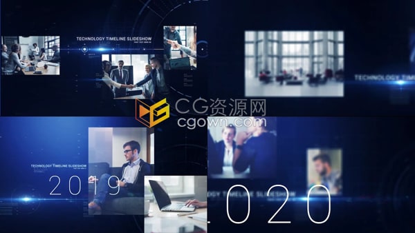 时间线展示科技公司发展史技术时间表幻灯片AE视频模板