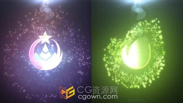 抽象发光辐射爆发粒子标志动画-AE模板