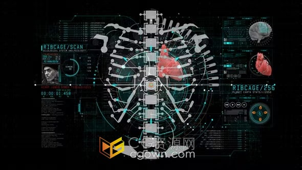HUD动画医疗信息展示高科技UI界面动画视频-AE模板