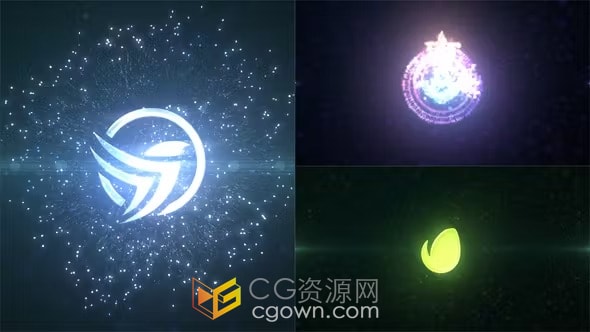 发光粒子标志动画粒子混沌霓虹灯尾迹LOGO片头-AE模板