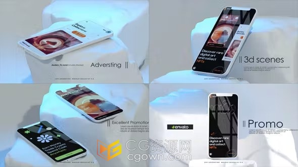AE模板-手机样机展示APP应用程序演示简短广告视频
