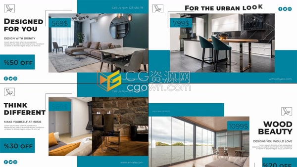 AE模板-现代风格建筑设计家居家具宣传商业公司幻灯片杂志宣传片