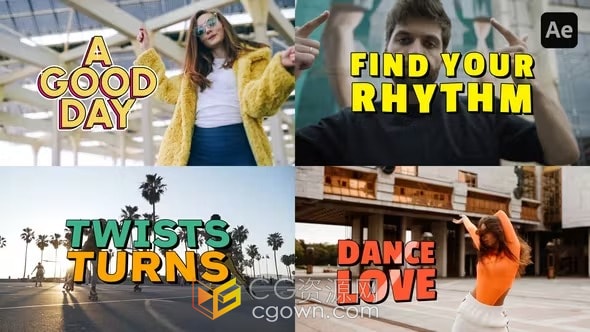 3D挤压阴影效果文字标题动画-AE模板下载