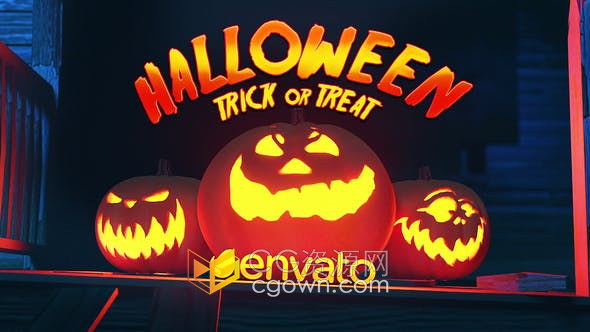 AE模板-Halloween万圣节视频片头神秘鬼屋南瓜恐怖效果