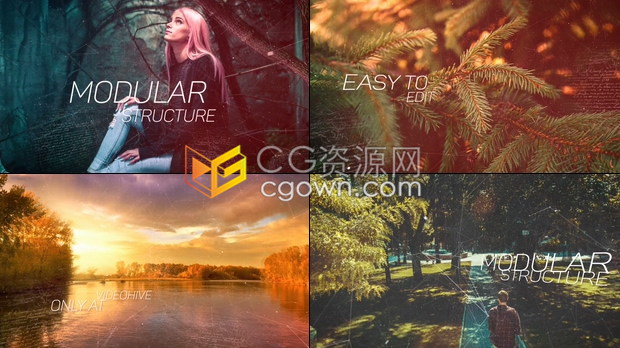 科技感视差效果分割划动转场幻灯片-AE模板下载