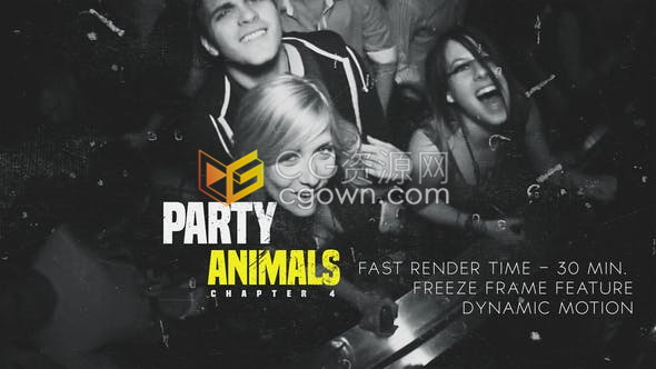 活力晚会舞蹈派对聚会人物介绍冻结帧效果视频包装-AE模板下载