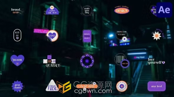 20组创意贴纸文字标题动画4K分辨率-AE模板
