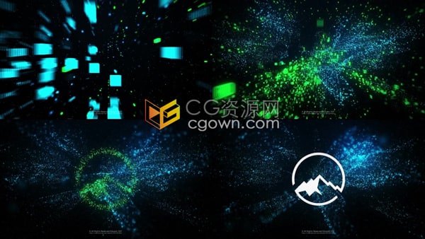 AE片头模板-闪亮炫丽粒子矩阵标志AI人工智能技术LOGO动画