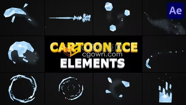 AE图形动画模板卡通冰雪冰柱冰元素Cartoon Ice Elements