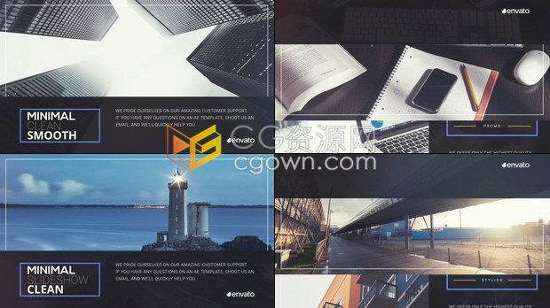 极简大气线框图文标题公司品牌业务介绍宣传片商业事件演示幻灯片-AE模板