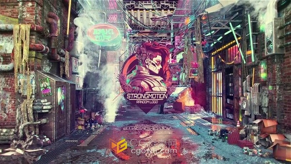 Cyberpunk City Game Logo赛博朋克城市游戏视频片头AE模板