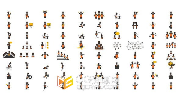 AE模板-80个卡通人物角色图标动画厨师烹饪教育工程师