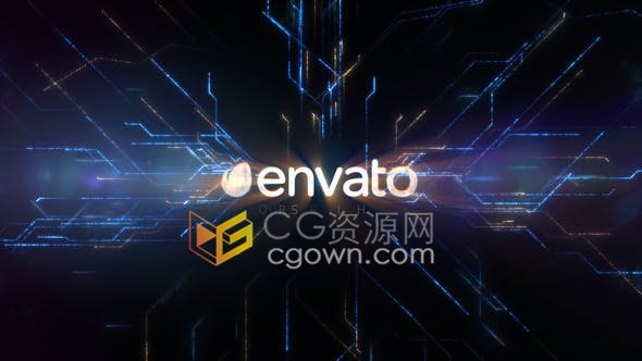 发光电路电流动画高科技互联网技术公司宣传LOGO片头视频-AE模板下载
