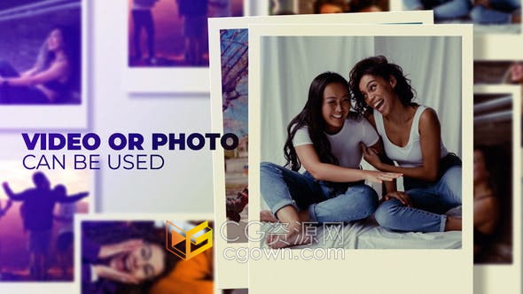 AE模板-照片幻灯片放映适合社交媒体共享回忆家庭旅行相册视频