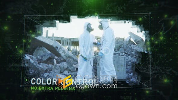 AE模板-医学生物危害辐射工业污染公司高科技科幻世界地图宣传片视频