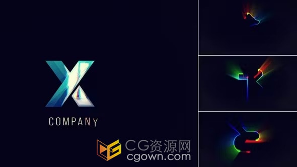 AE模板-闪烁灯光绘制LOGO轮廓简单光效标志动画