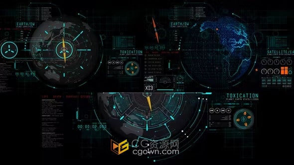 HUD用户界面信息科技地球元素HUD UI Earth 2-AE模板