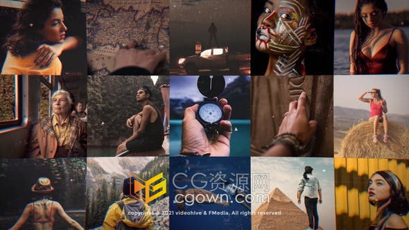 AE模板-马赛克排版照片视频墙Vlog动感时尚视频片头