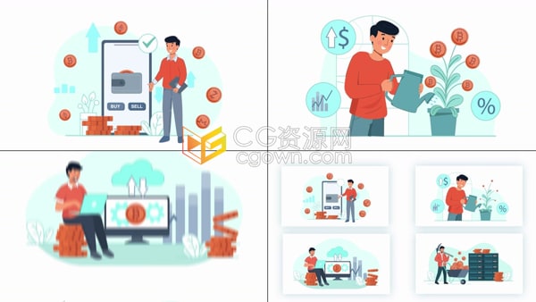 AE模板-加密货币金融交易服务器托管数据中心网络服务场景动画包