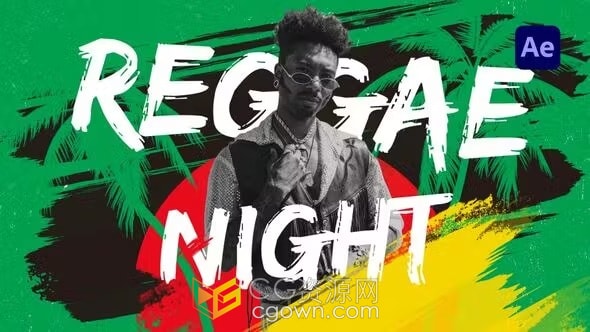 AE模板-笔刷动画沙滩音乐节朋克风格夏季活动片头Reggae Intro