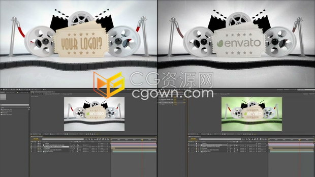 电影风格工作室标志游戏介绍电影周边品牌LOGO展示动画-AE模板下载