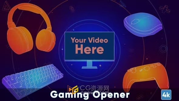 3d抽象多彩电子竞技开场白游戏片头-AE视频模板