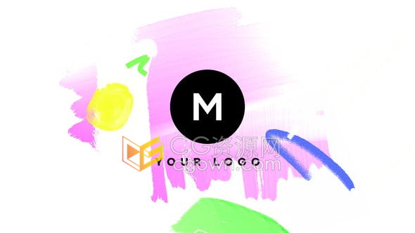 动态笔触水彩艺术效果动画演绎手绘笔刷童趣徽标LOGO片头-AE模板下载