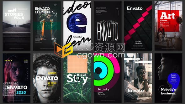 12组干净时尚设计广告网站应用程序社交媒体视频海报-AE模板下载