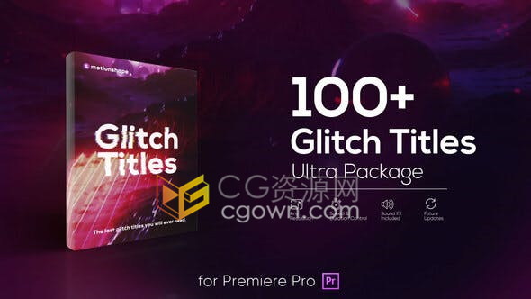 PR预设免费下载-100+数字失真科技故障画面信号干扰文字破损4K标题动画