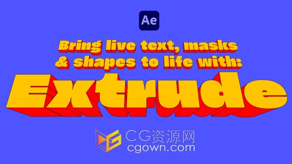AE插件Extrude V1.0.0文字形状图层遮罩3D挤出