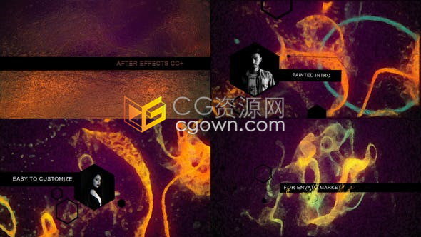 抽象美丽粒子彩绘扭曲效果流动彩墨背景演绎艺术感开场片头-AE模板下载