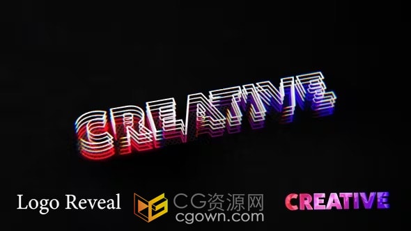 发光线条光泽效果时尚黑色背景标志动画-AE模板