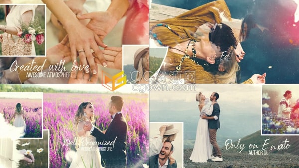 AE与PR模板-墨水晕开视差复古风唯美婚纱照电子相册婚庆视频