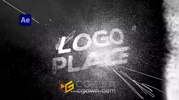 动态grunge画笔涂鸦扭曲和笔触标志动画-AE模板